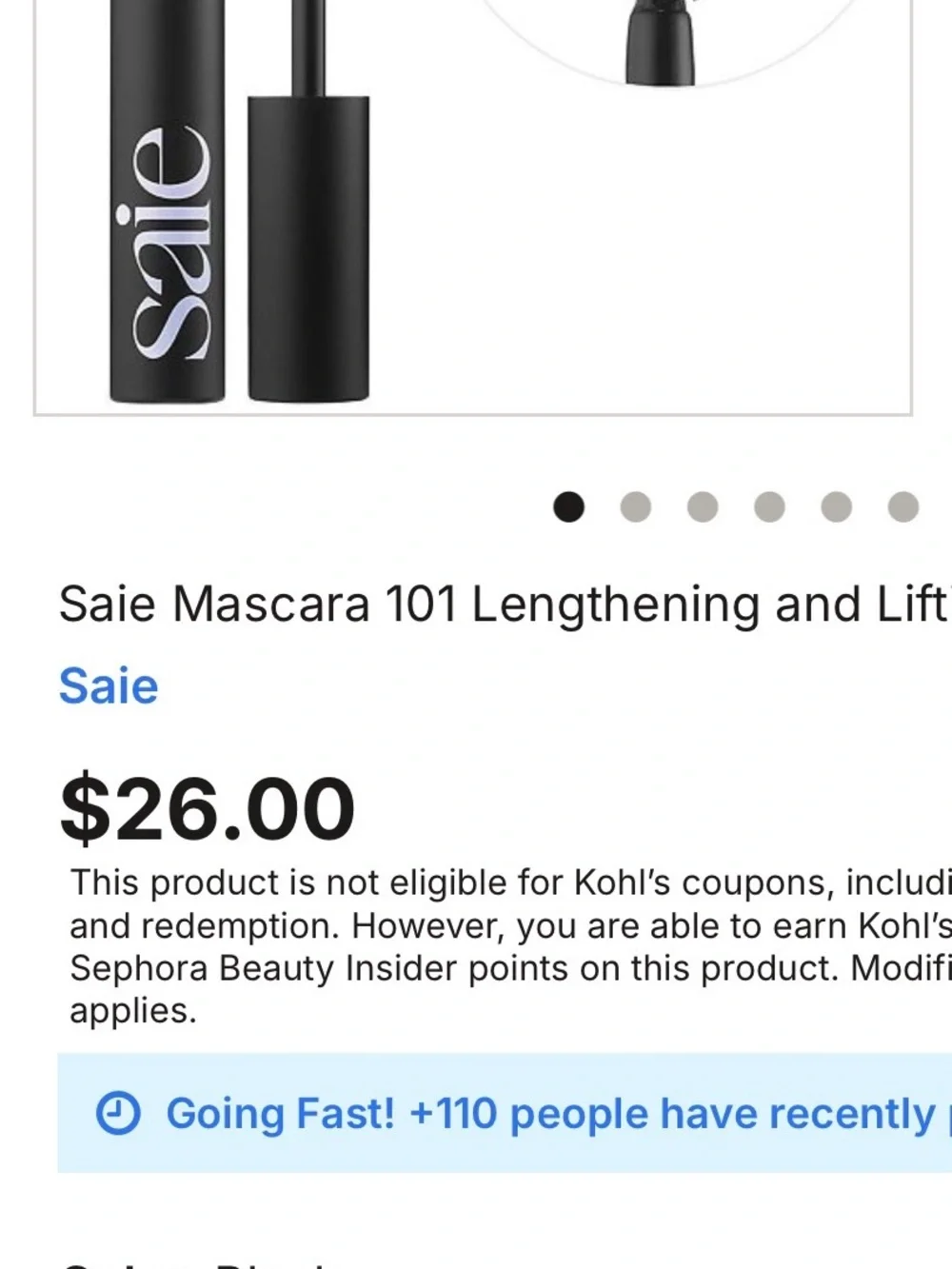 Saie Lengthening & Lift Mascara - Black
